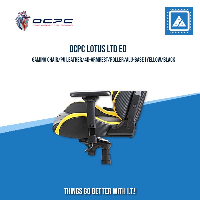 OCPC LOTUS LTD ED GAMING CHAIR/PU LEATHER/4D-ARMREST/ROLLER/ALU-BASE (YELLOW/BLACK) OCPC LOTUS LTD ED GAMING CHAIR/PU LEATHER/4D-ARMREST/ROLLER/ALU-BASE (YELLOW/BLACK)